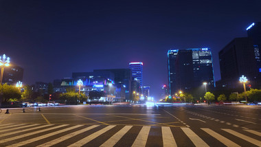 城市成都夜景车流延时实拍