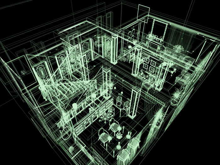 暗色调3D住宅图摄影图