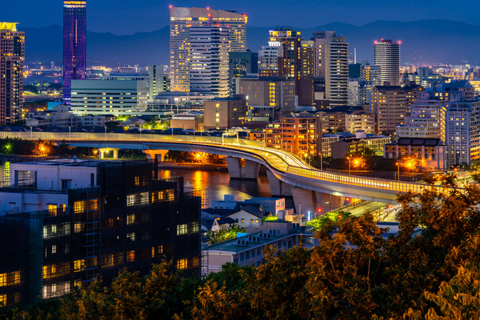 九州福冈城市夜景摄影图