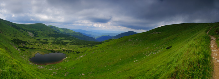 山坡上的绿色草地