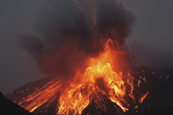 火山爆发的火焰摄影图