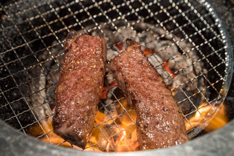 木炭烤肉食物摄影图