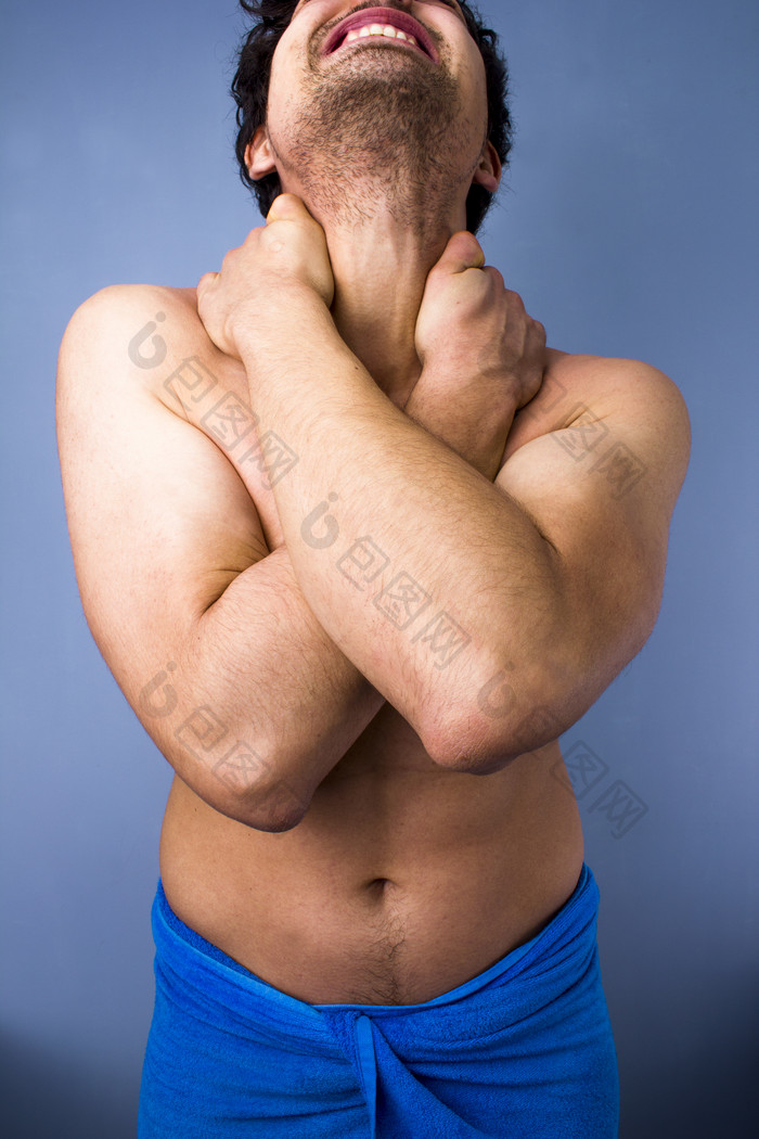 简约颈椎疼的男人摄影图