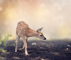 水彩画小鹿摄影图