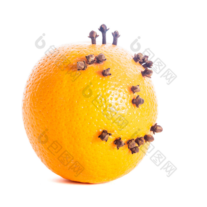 插着丁香的橙子摄影图