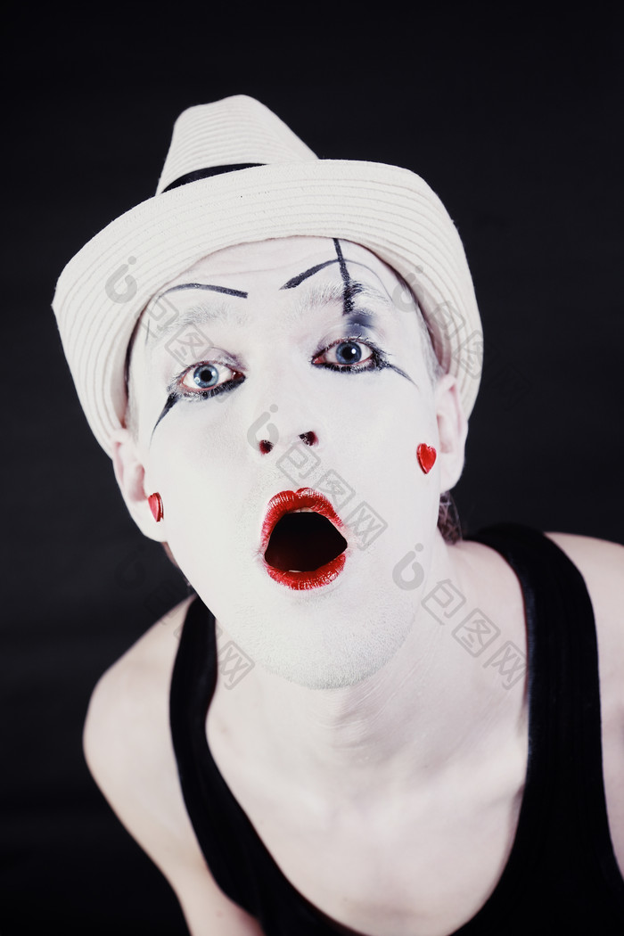 简约张嘴的小丑摄影图