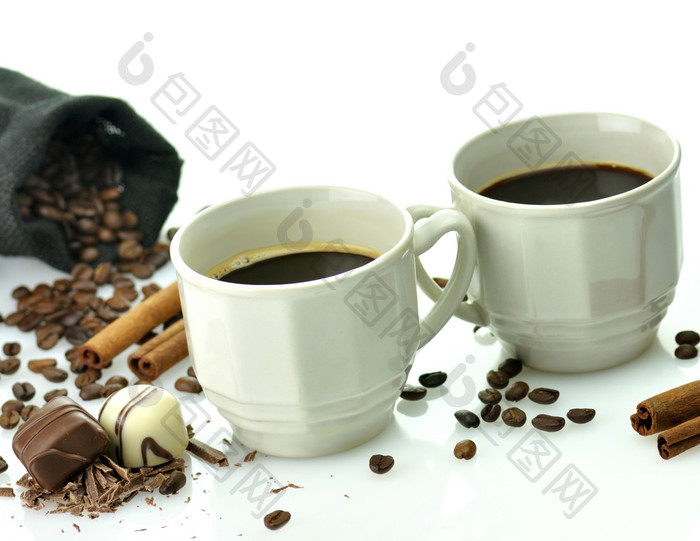 暗色调两杯咖啡摄影图