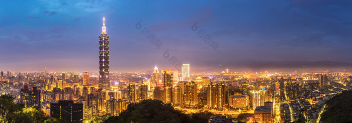 暗色调台北全景摄影图