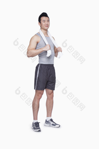 年轻的健壮的男子运动锻炼跑步流汗摄影