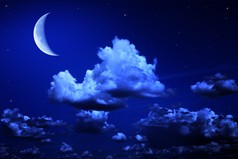 深蓝色调天空夜晚摄影图