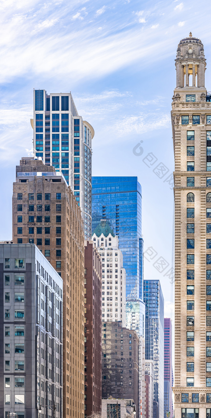 芝加哥市中心天际线建筑物摄影图