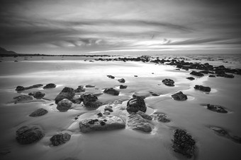 海滩沙子上的石头
