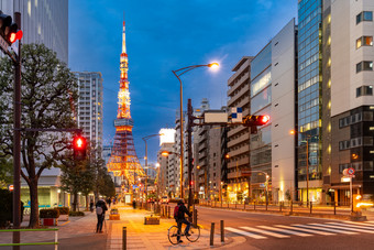 日本东京黄昏城市景观