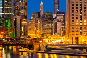 芝加哥夜景城市建筑