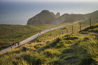 海边山坡下的公路