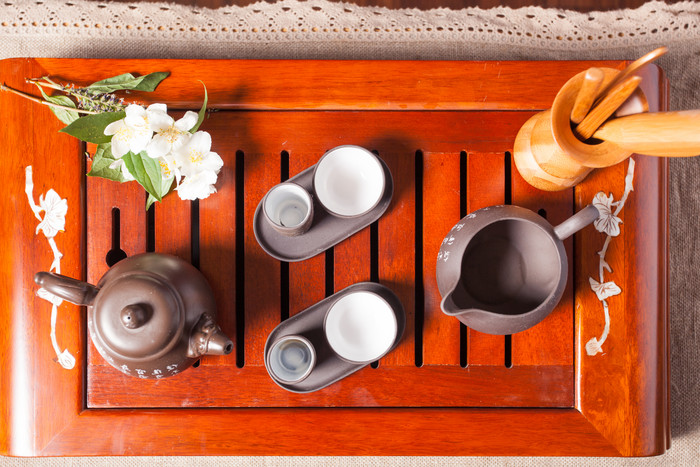 古董陶器茶具摄影图