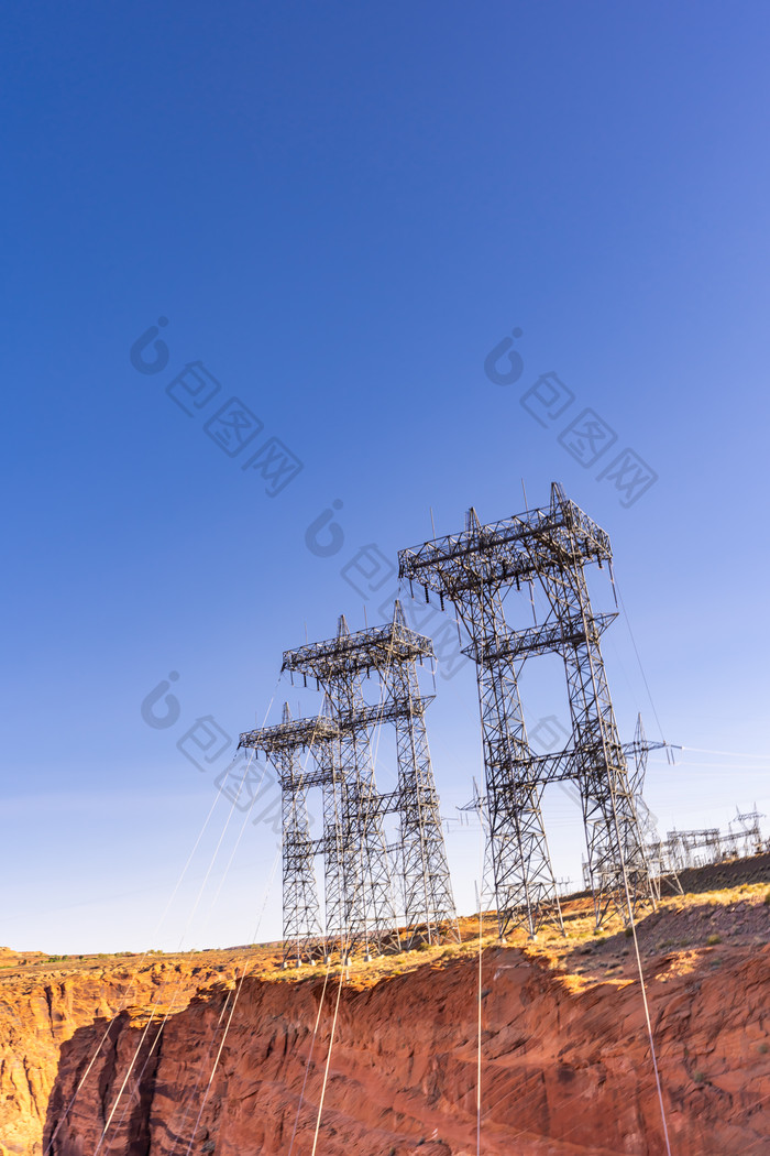 大坝电站高压塔摄影图