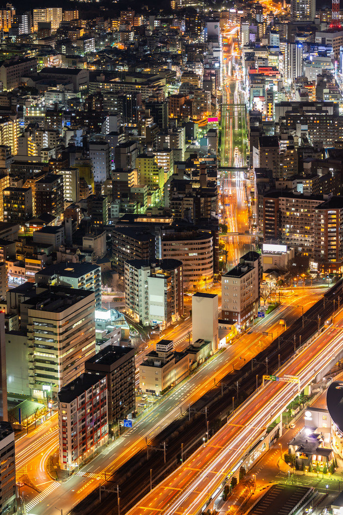 航拍夜晚城市夜景