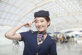 成熟的空姐机场飞机制服女人微笑职业工作