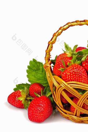 果篮中的草莓摄影图