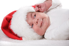 戴圣诞帽的婴儿摄影图