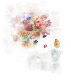 水彩鲜花组成的女孩摄影图