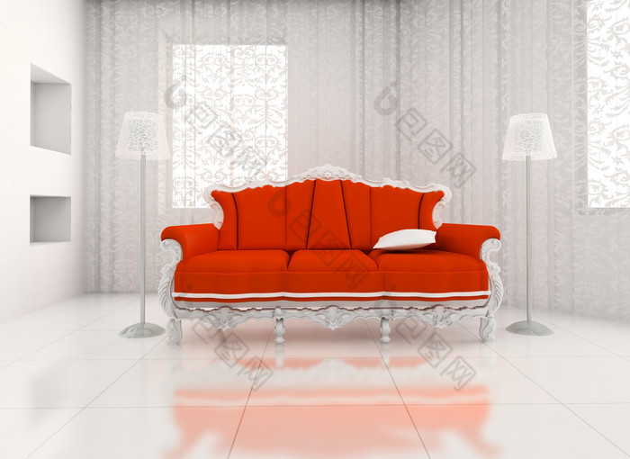 灰色风格欧式的沙发摄影图