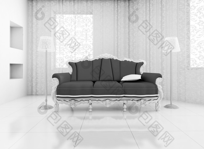 灰色欧式的沙发摄影图