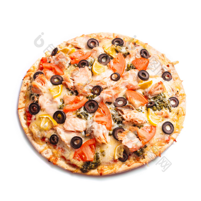 食材丰富的披萨摄影图