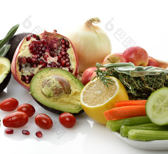 简约风格水果和<strong>蔬菜</strong>摄影图