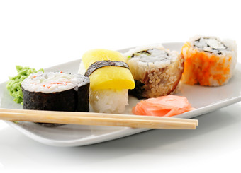 简约风格好吃的寿司摄影图