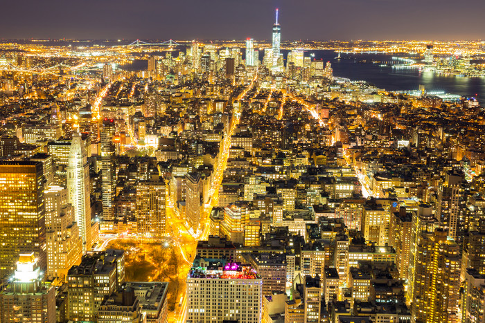 金色调纽约夜景摄影图