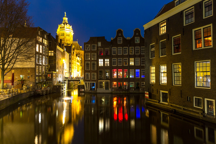 阿姆斯特丹城市夜景灯光