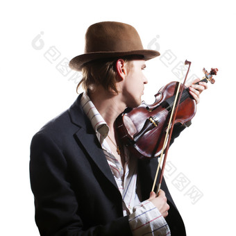 简约小提琴家摄影图