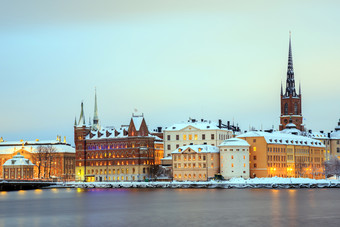 <strong>冬季</strong>瑞典城市建筑物