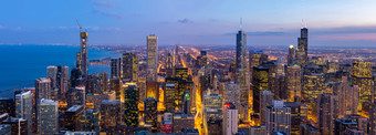 芝加哥城市房屋夜景