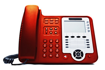 红色调电话机摄影图