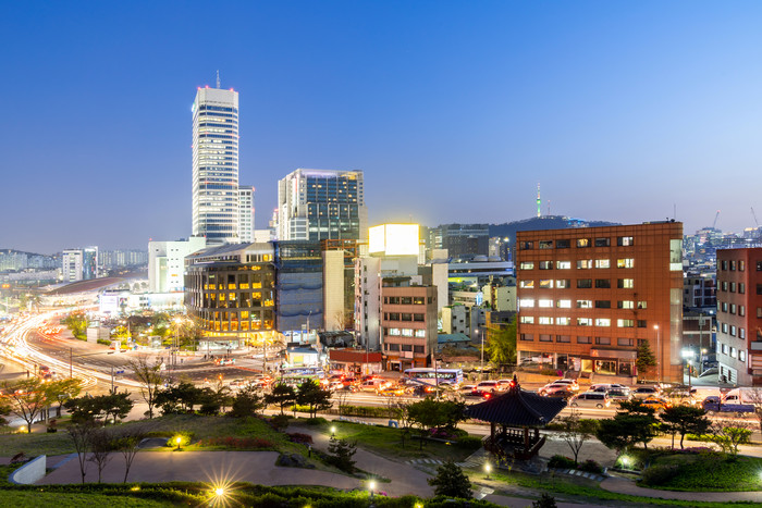 韩国首尔建筑物夜景