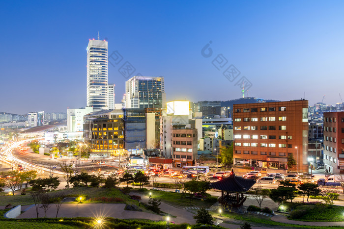 韩国首尔建筑物夜景