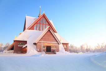 雪景<strong>房屋建筑</strong>摄影图