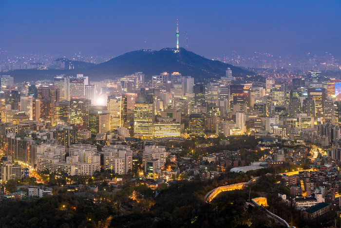 韩国首尔城市夜景