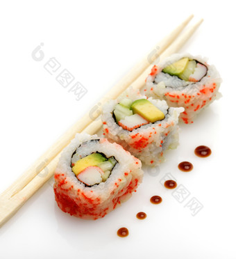 简约风美味寿司卷摄影图