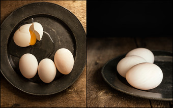 <strong>深色调</strong>打碎的鸡蛋摄影图