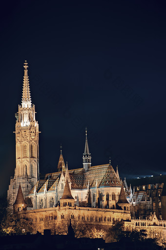 黑夜里的教堂摄影图