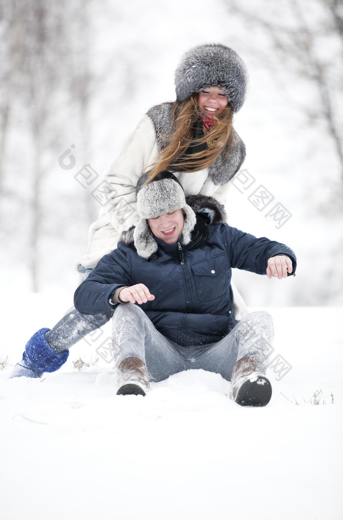 冬天冬季雪人一对