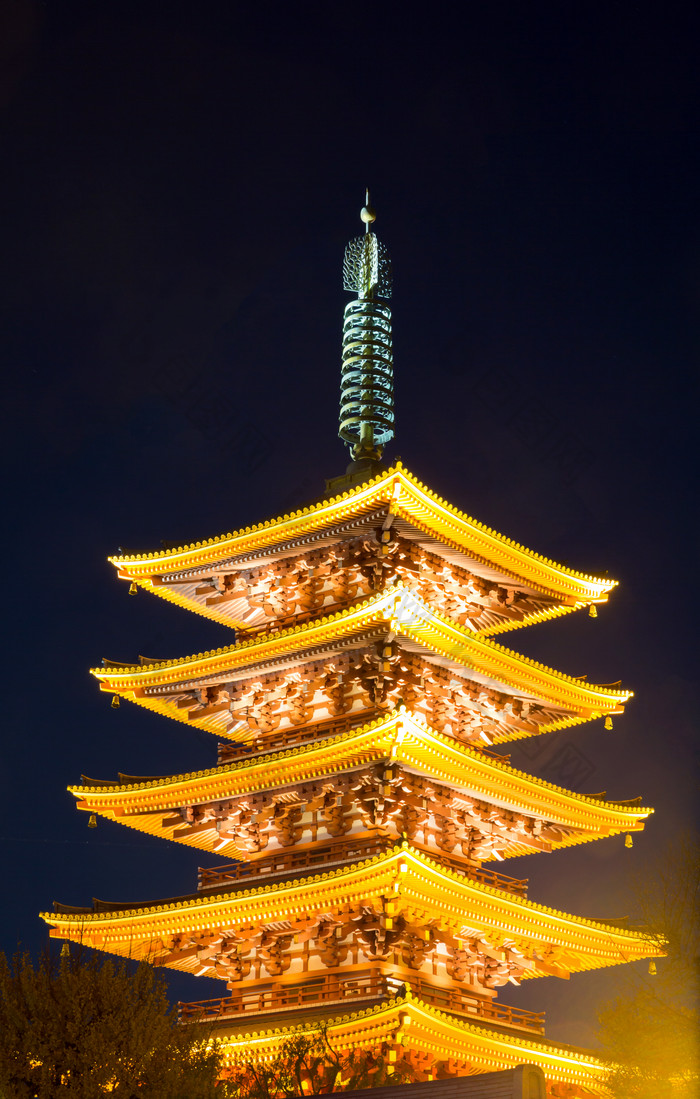 东京宝塔灯光摄影图