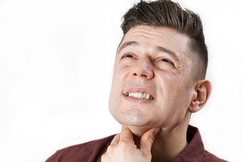 简约风咽喉痛的男人摄影图