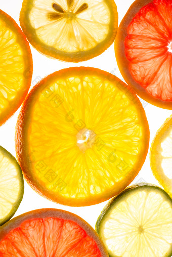 圆形橙子柠檬片摄影图