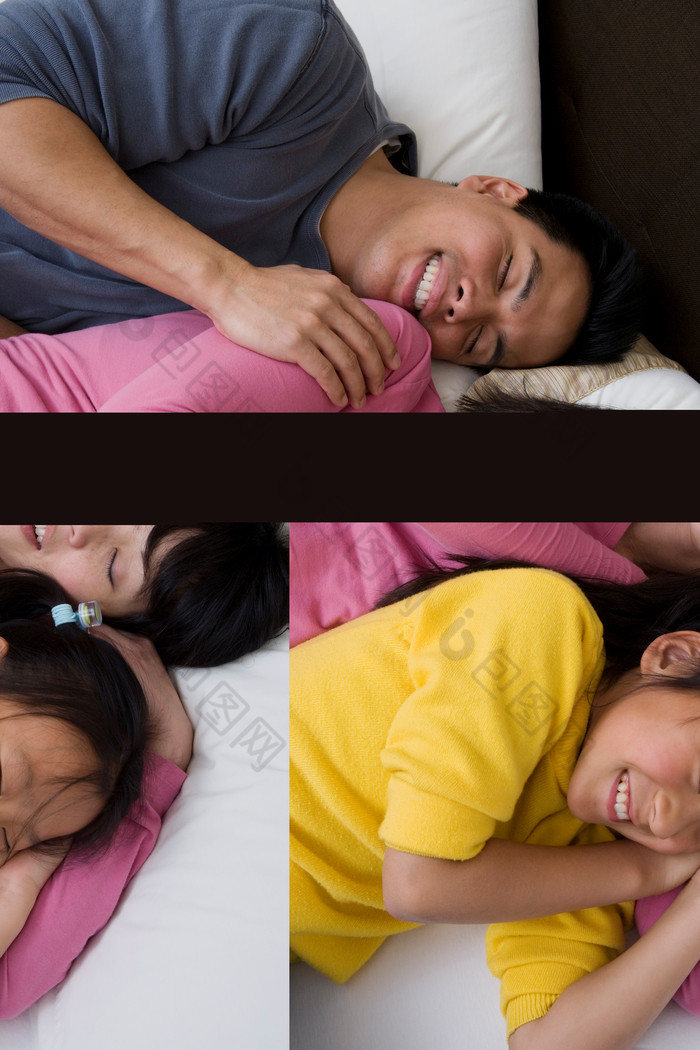 暗色调在睡觉的家人摄影图