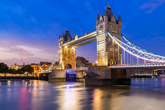 英国伦敦桥城市夜景